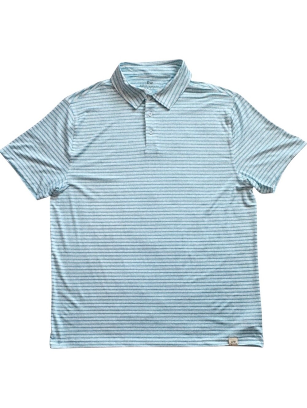 Rorie Whelan XL Blue White Striped Polo Golf Shirt Performance Wear Extra Large